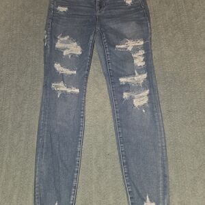 American Eagle Outfitters Ripped Blue Skinny Jeans